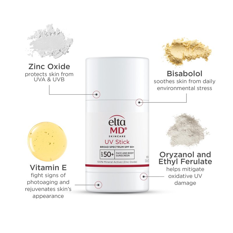 EltaMD UV Stick Sunscreen for Face and Body, Mineral SPF 50+ Face Stick Sunscreen with Zinc Oxide For Kids and Adults, Sensitive Skin, 1.3 oz