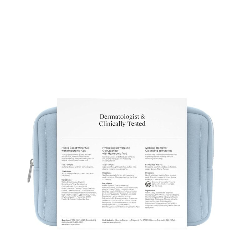 Neutrogena Refresh & Hydrate Skin Care Set - Travel Size Gift Set with Makeup Remover Wipes & Gel Cleanser
