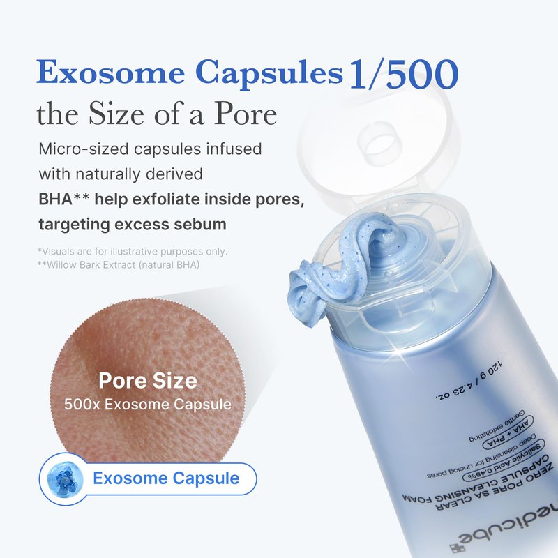 medicube Facial Cleanser Zero Pore Capsule Cleansing Foam | Daily Gentle Cleanser for Skin Texture, Blackhead & Pore Care | AHA, BHA & PHA for Deep Cleansing | Korean Skincare, 4.23 oz