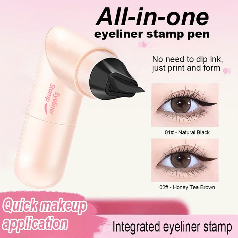DENESTUP 2Pcs Eyeliner Stamp Wing Cat Eye Liner Stamp, Magnetic Eyeliner Stamp Pen Long Lasting Waterproof Winged Beginner Liquid Eyeliner Makeup (Black)