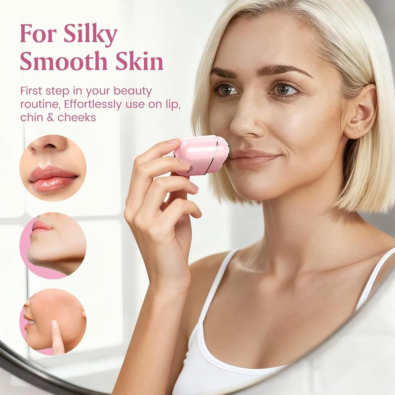 Facial Hair Removal for Women - Painless Electric Face Shaver for Sensitive Skin | USB-C Rechargeable, IPX7 Portable