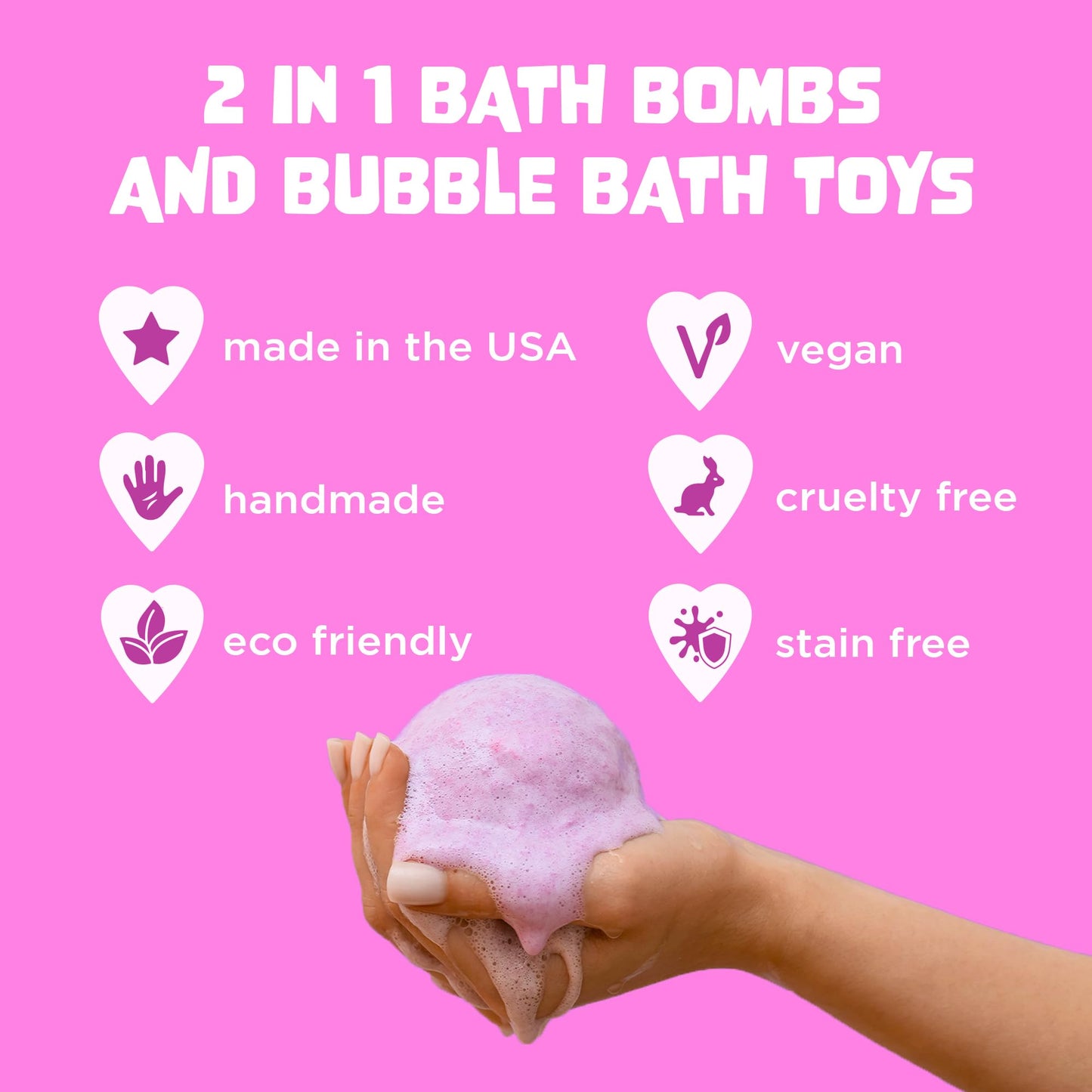 Unicorn Bath Bombs for Girls with Surprise Toys Inside (6 Pack) - Large Bubble Bomb for Kids, Gentle and Safe, Made in USA, Fizzies, Fruity Scents, Won't Stain Tub - Ideal Gift by Two Sisters