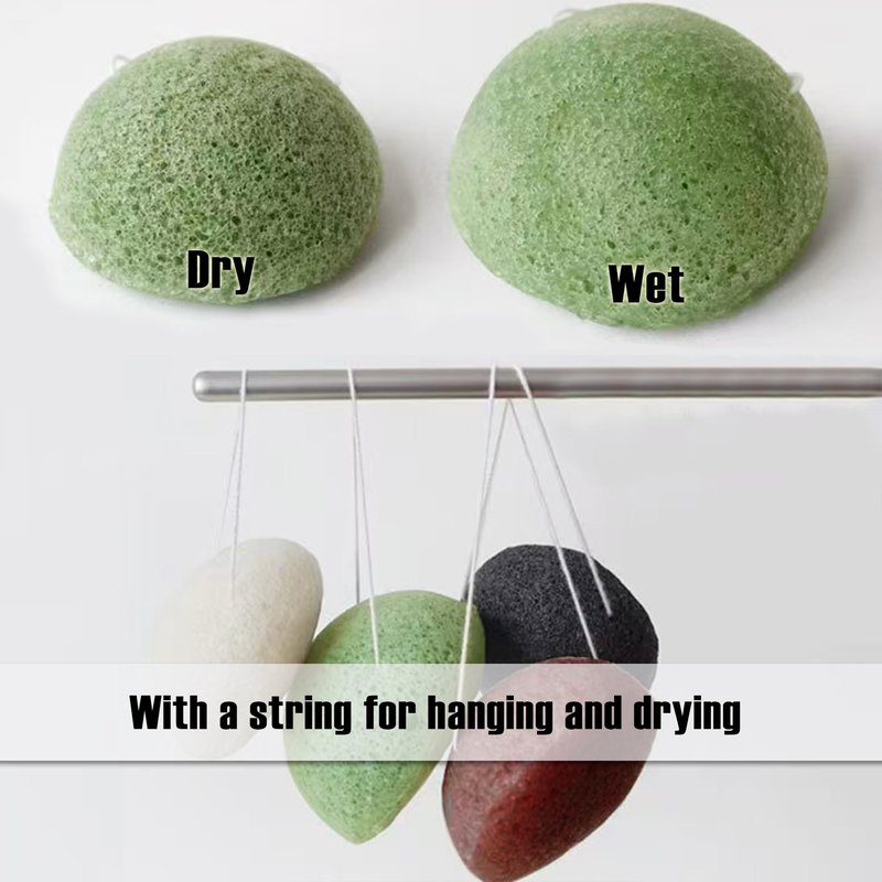 Zabiltro Natural Konjac Facial Sponges - Semicircles - for Gentle Face Cleansing and Exfoliation Eco-Friendly - Skincare Face Body Washing Cleaning (WH+WH)