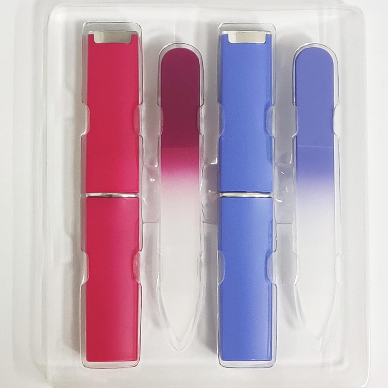 Mini Glass Nail File Set - Double-Sided Etched Crystal Files for Natural Nails | 2-Pack Travel Size