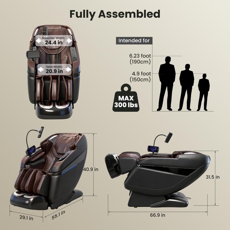 KTENTITO 4D Music Rhythm Massage Chair Full Body, 2026 Unique Sonic Resonance Zero Gravity SL-Track Shiatsu Recliner with Knee Heating Blanket AI Voice Bluetooth Foot Roller Body Scan Airbags G9 Black