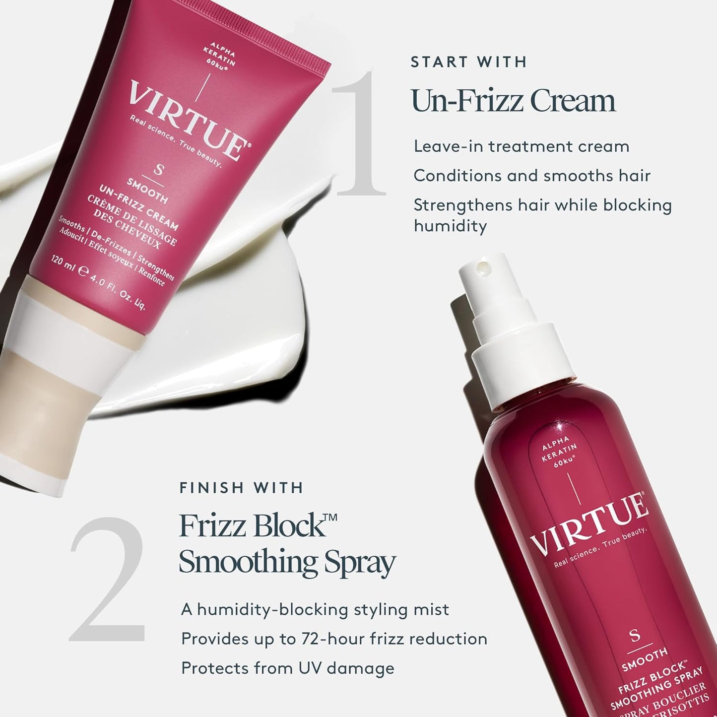 VIRTUE Frizz Block Smoothing Spray - Frizz Control Hair Treatment | Heat & Humidity Protection, 5 Fl Oz