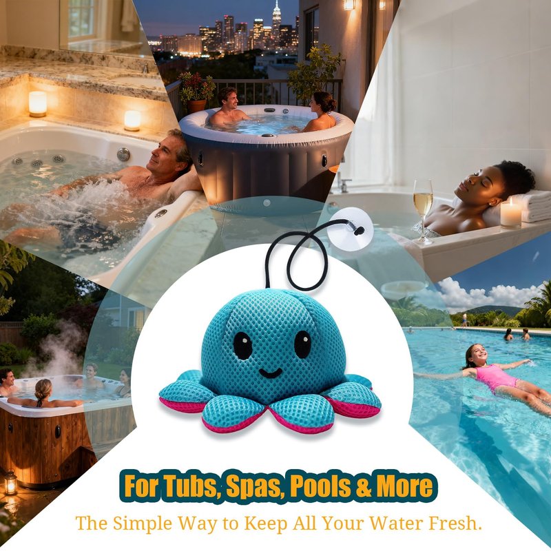 Exqusdy Hot Tub Scum Absorber - Reusable Spa Oil Absorbing Sponges with Smiley Faces, Compatible with Coleman/Intex/SaluSpa Inflatable Hot Tubs, Adult Spa Cleaning Accessories, 1PC