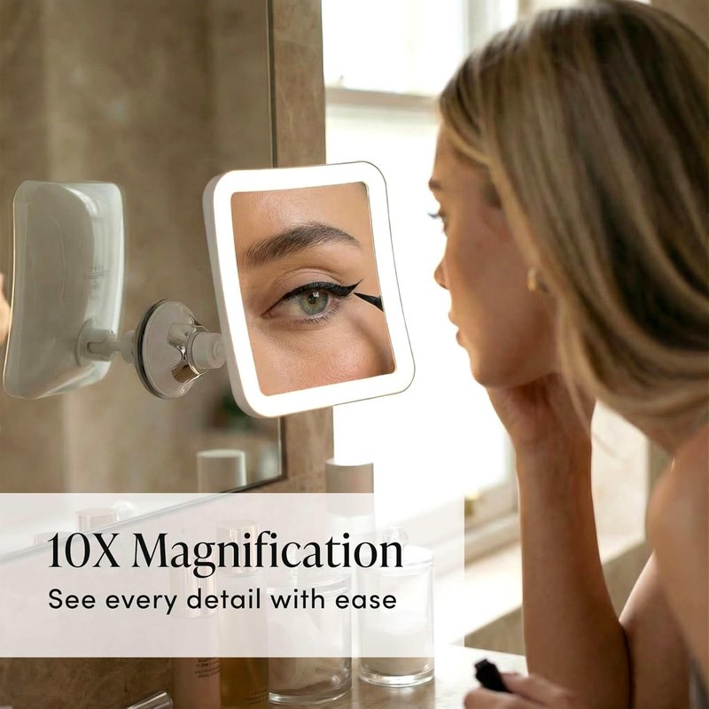 Fancii 10X Magnifying Lighted Makeup Mirror - Cordless Daylight LED Vanity Mirror | 6.5" Wide, 360° Rotation