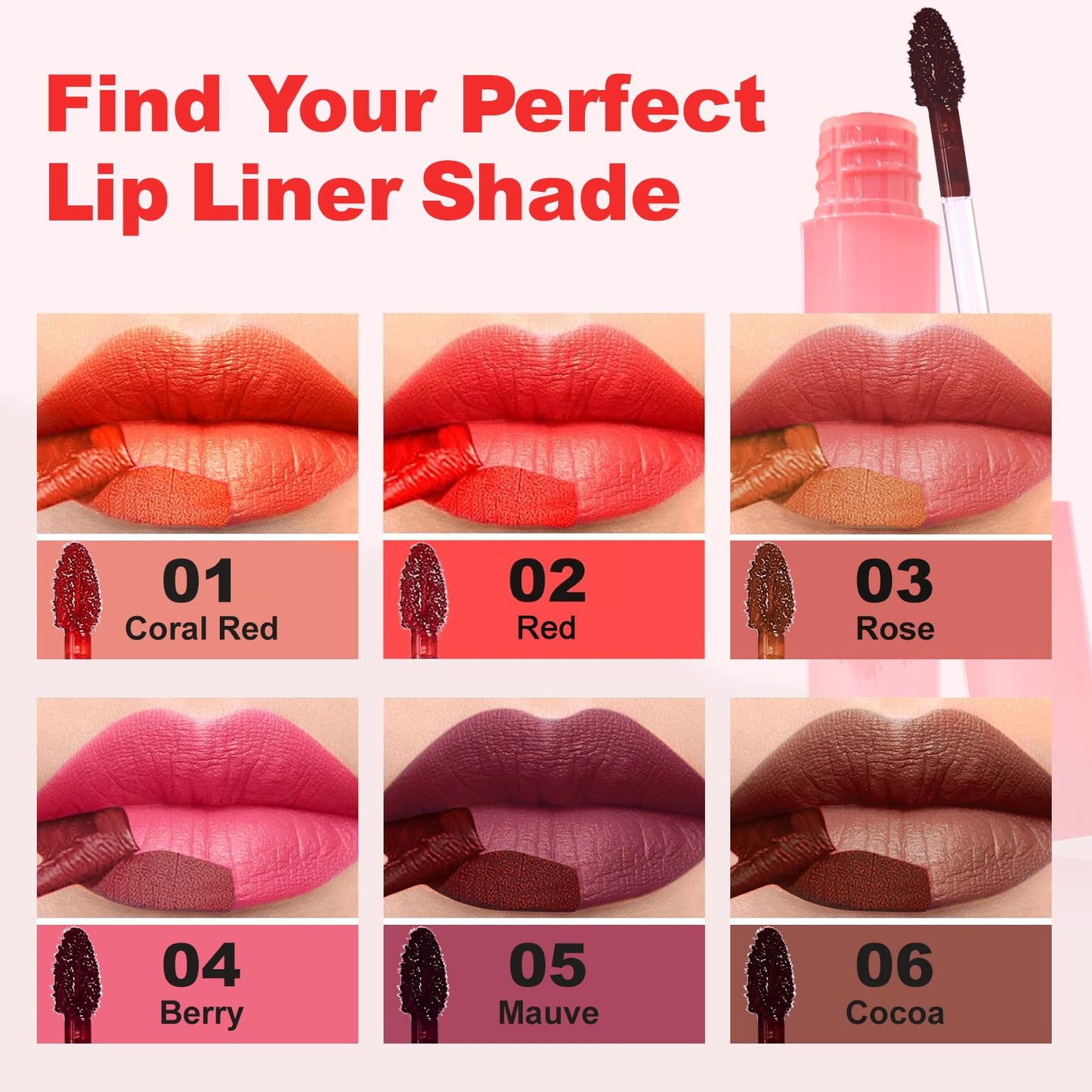 Ursoulney Lip Liner - Lip Stain Peel Off Moisturizing Long-Lasting & Waterproof Transfer Proof & Plumping, Non-Stick Cup Lip Liner Stain Tint For All Skin Types (Mauve)