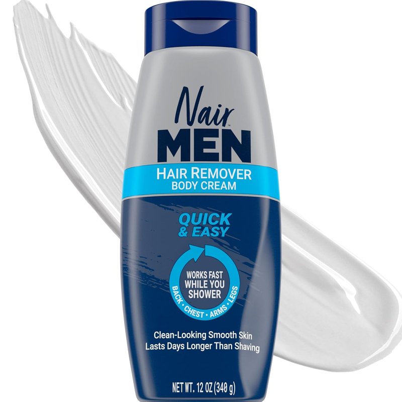 Nair Men Hair Remover Cream - Quick Body Hair Removal with Aloe & Lanolin | 12 Oz