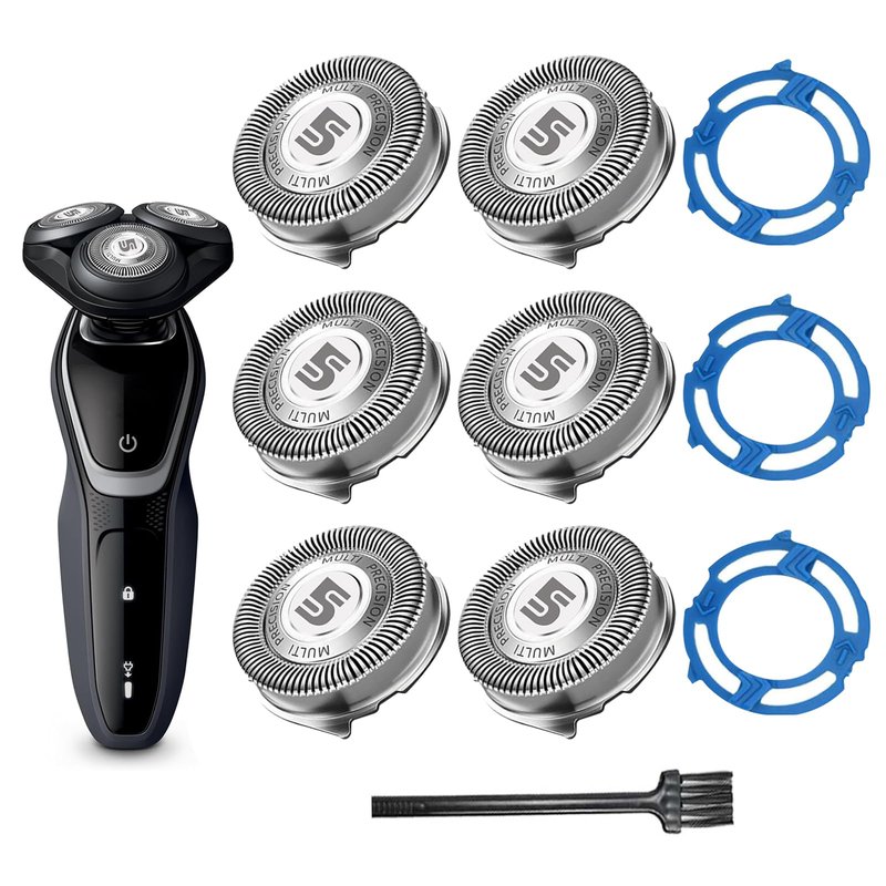 SH50 Replacement Blades Compatible with Philips Aquatec Shaver, 5000 Shavers Series, 6-pc Blades with Retaining Rings