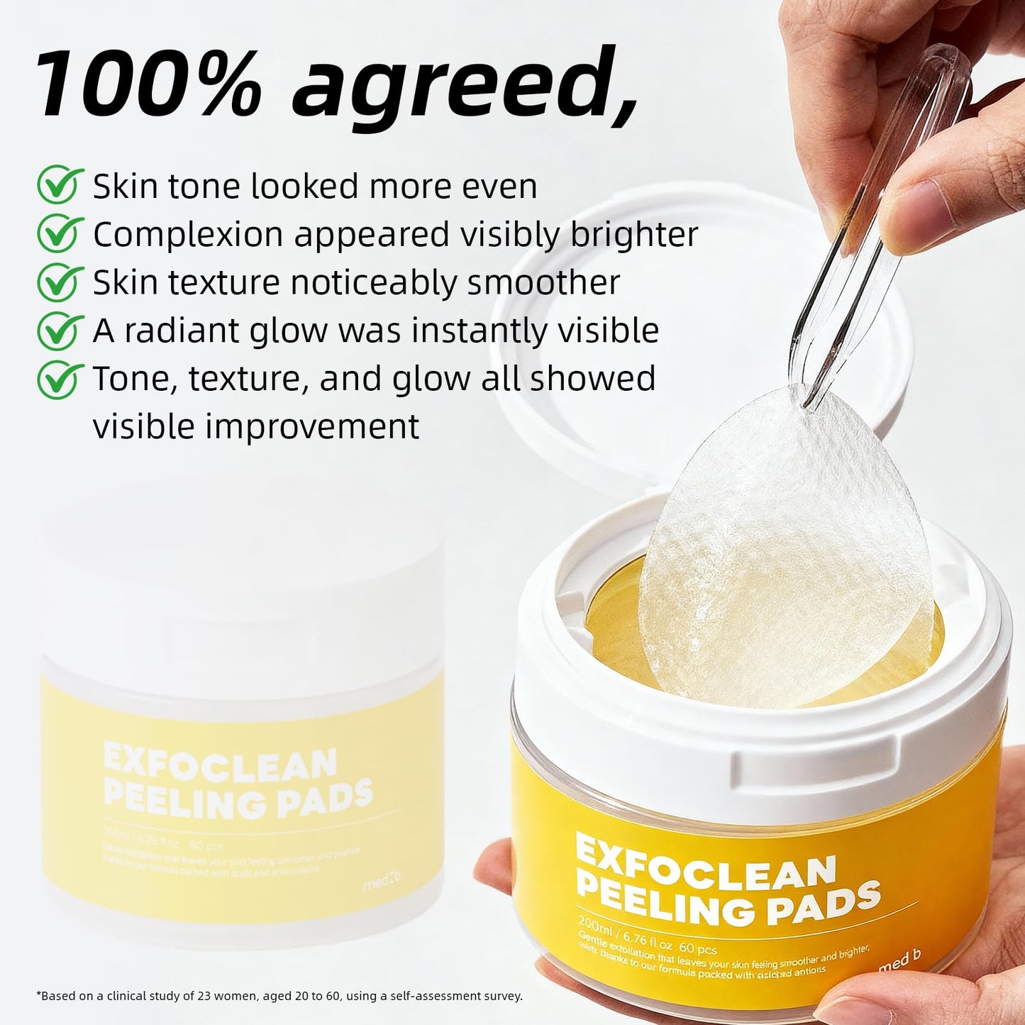 MEDB Exfoliating Pads, Dual-Textured Facial Pad for Exfoliation and Pore Care with AHA & BHA, Salicylic Acid Brightening, Hydrating, for Radiant & Clear Skin, Korean Skincare 60 Counts