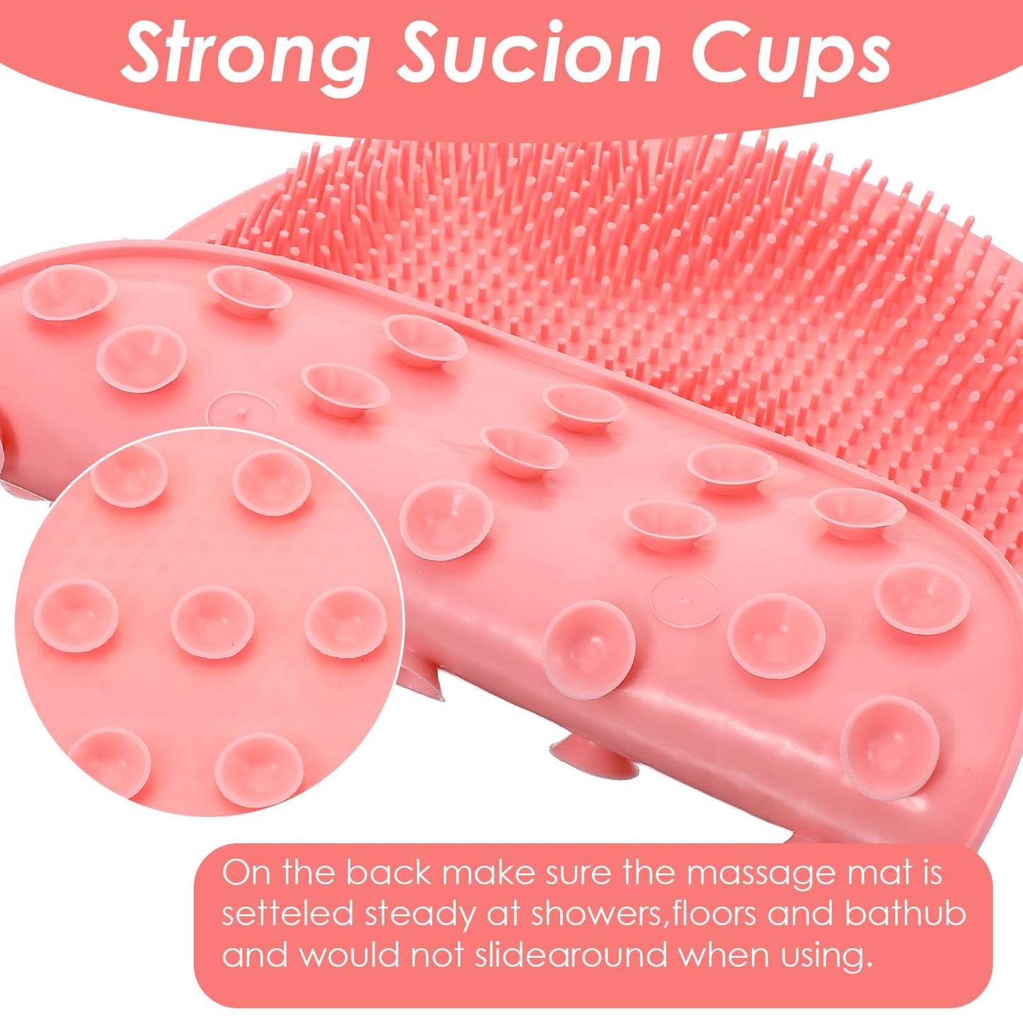 Guduling Foot Shower Scrubber,Silicone Shower Feet Scrubber Mat,with Non-Slip Suction Cups,Exfoliating Bath Wash Pad,Foot and Back Scrubbers for Showers Floor, Pink