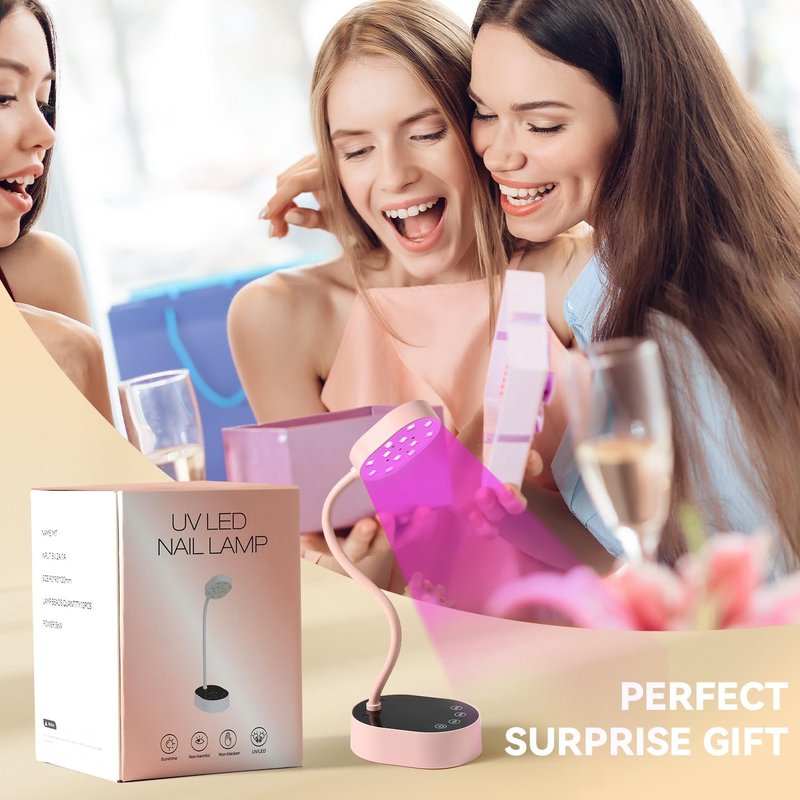 AORAEM UV Nail Lamp - Gooseneck Mini 36W Rechargeable LED Light | Quick Dry Gel Nail Dryer, Pink