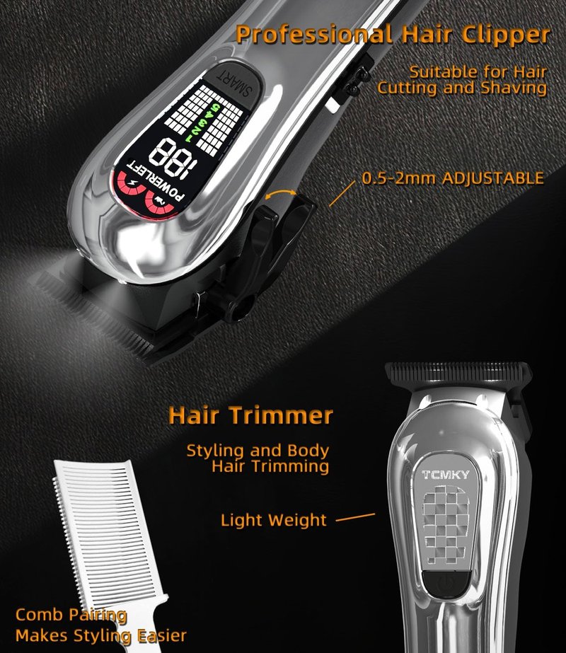 Professional Hair Clippers for Men - Cordless Trimmer Set with Beard Shaver | Rechargeable, Ergonomic Design