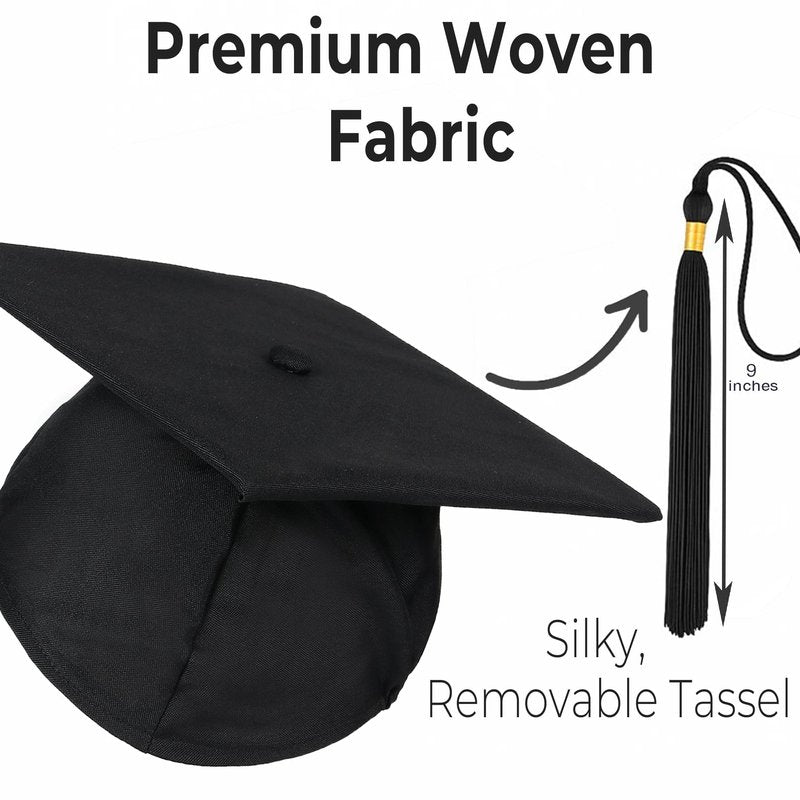 Happy Secret Matte Graduation Cap and Gown Set with Tassel and 2026 Charm for High School College Graduation