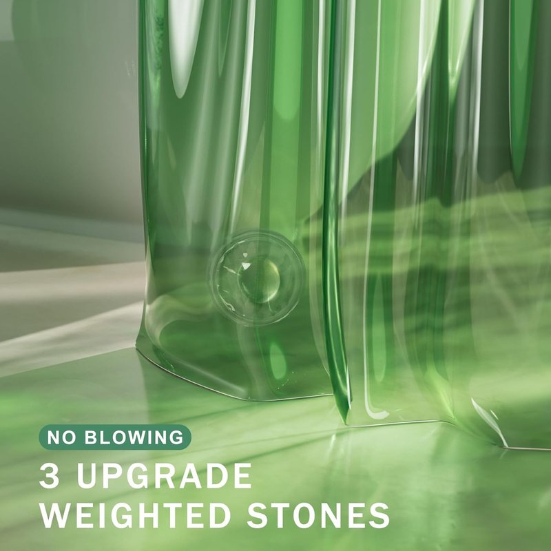 AmazerBath Shower Curtain Liner - 100% EVA Clear Green Heavy Duty 2-in-1 | 72x72 with Rustproof Grommets