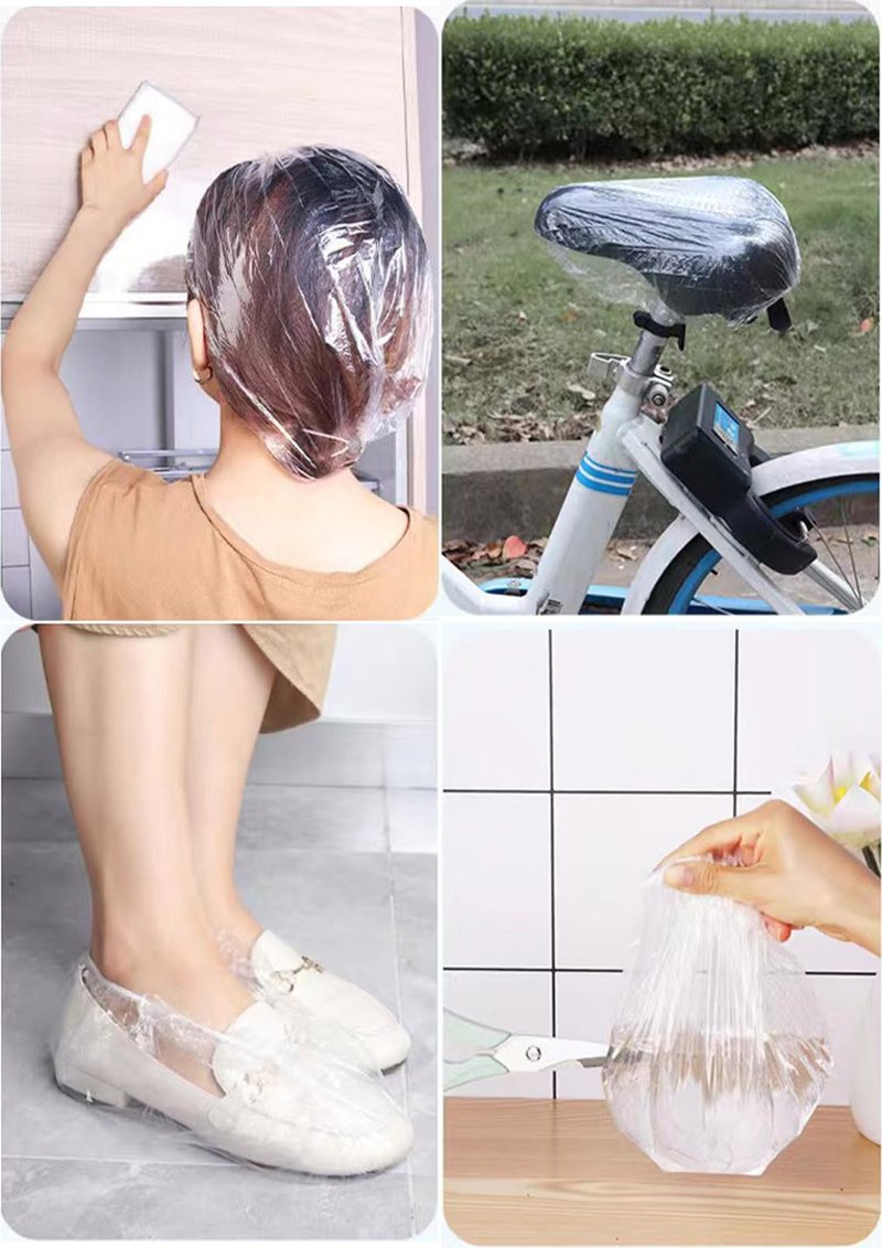 200 PCS Disposable Shower Caps Plastic Clear Hair Cap Elastic Waterproof Hair Bath Caps Thickening Shower Cap for Women Men Kids Girls Hotel and Hair Salon Travel Spa Home Use Beauty Salon Accessories