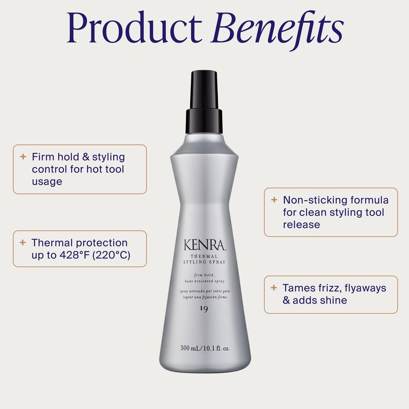 Kenra Professional Thermal Styling Spray 19 | Heat Protection | Firm Hold Heat-Activated | Tames Frizz, Flyaways & Adds Shine | All Hair Types | 10 fl. Oz