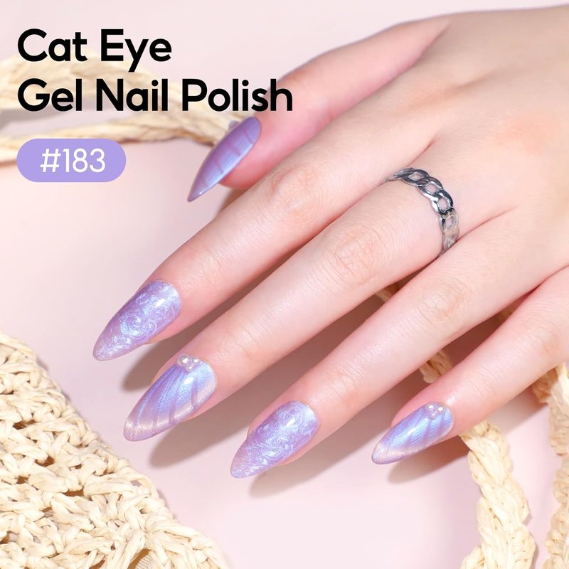 PEACECOLOR Cat Eye Gel Nail Polish Magnetic Shimmer Pearl Nail Polish with Magnet 6 Colors Spring Cateye Gel Polish Iridescent Chrome Mermaid Drawing Swirl Shell Thread Effect Gifts for Women