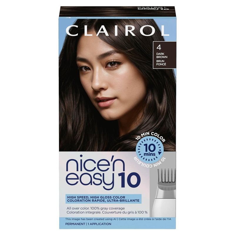 Clairol Nice'N Easy 10 Permanent Hair Dye - Dark Brown Color | Pack of 1