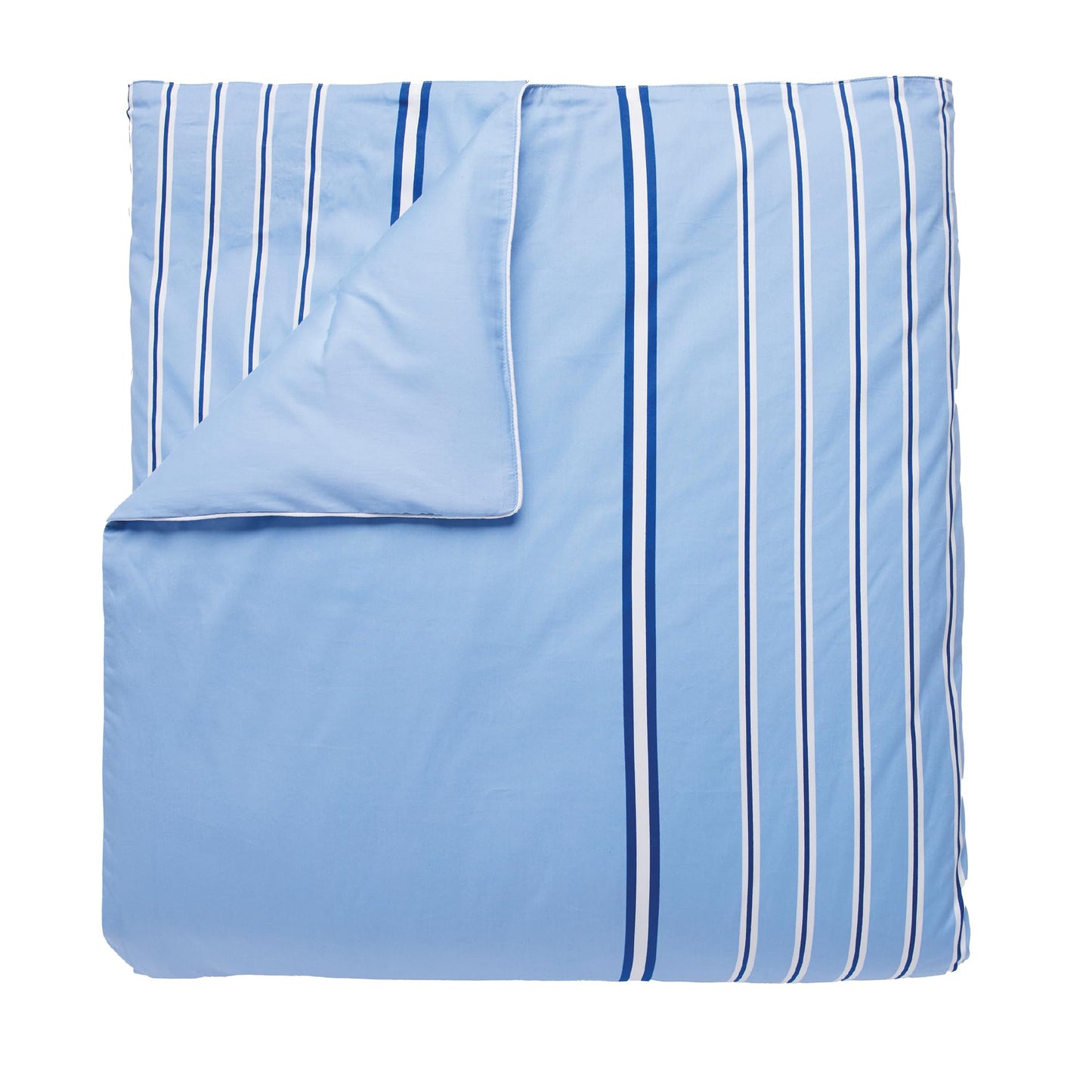 Lacoste Hollis Stripe Comforter Set, 100% Cotton Brushed Twill, Reversible Duvet with Pillow Shams, Soft & Fluffy Hotel-Style Bedding, Blue, Twin