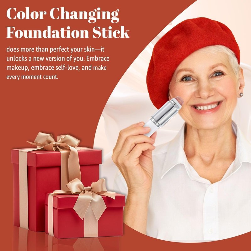 Color-Changing Foundation Stick, 2-in-1 Dual-Ended Foundation with Detachable Brush, Skin Matching Foundation Face Makeup Lightweight Non-Greasy Moisturizing and Smooth (3#Medium)