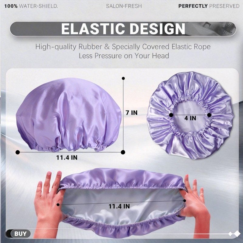 Smilco 4 Pack Shower Caps for Women, Reusable Waterproof Double Layer Bath Cap, Large EVA Elastic Hair Cover for Shower, Fits Long Hair & Braids, for Spa & Home