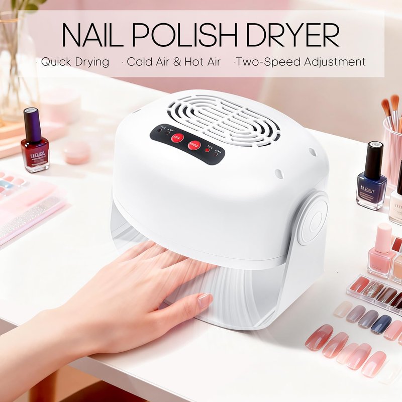 Nail Fan Dryer for Regular Nail Polish,LXIANGN Rotating Regular Polish Nail Dryer Fan with Hot and Cool Air,Professional Air Nail Dryer for Manicure Salon and Daily Home Use (White)
