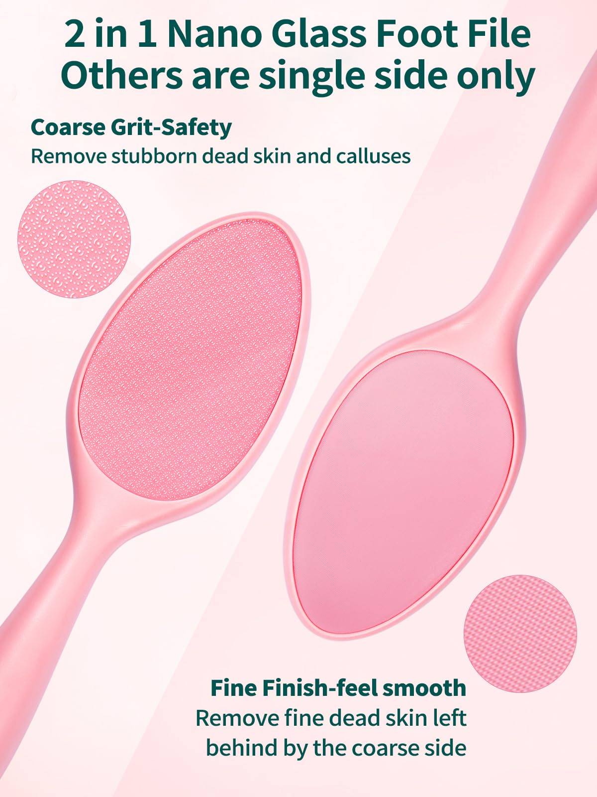 Sunivaca 2-Sided Glass Foot File Callus Remover Without Drain Stand (Pink)