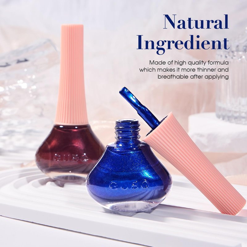 COSMOO Royal Blue Nail Polish 12ml, Shimmer Cobalt Blue Quick Dry Nail Lacquer, High Glossy Super Lustrous Nail Enamel Polish, Iridescent Ultrachrome Art Varnish, 0.41 fl oz