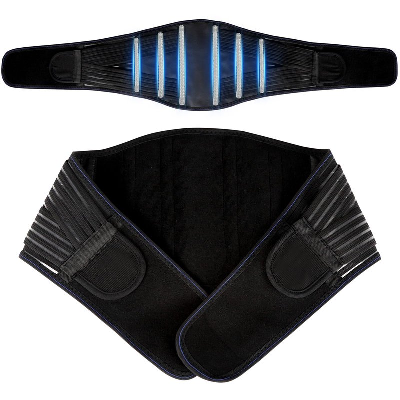 Back Brace for Lower Back Pain Relief, Lumbar Support Belt for Men&Women for Work, Breathable Back Support Belt with 6 Flexible Spring, 2 Elastic Bands For Sciatica, Herniated Disc, Scoliosis (Large)
