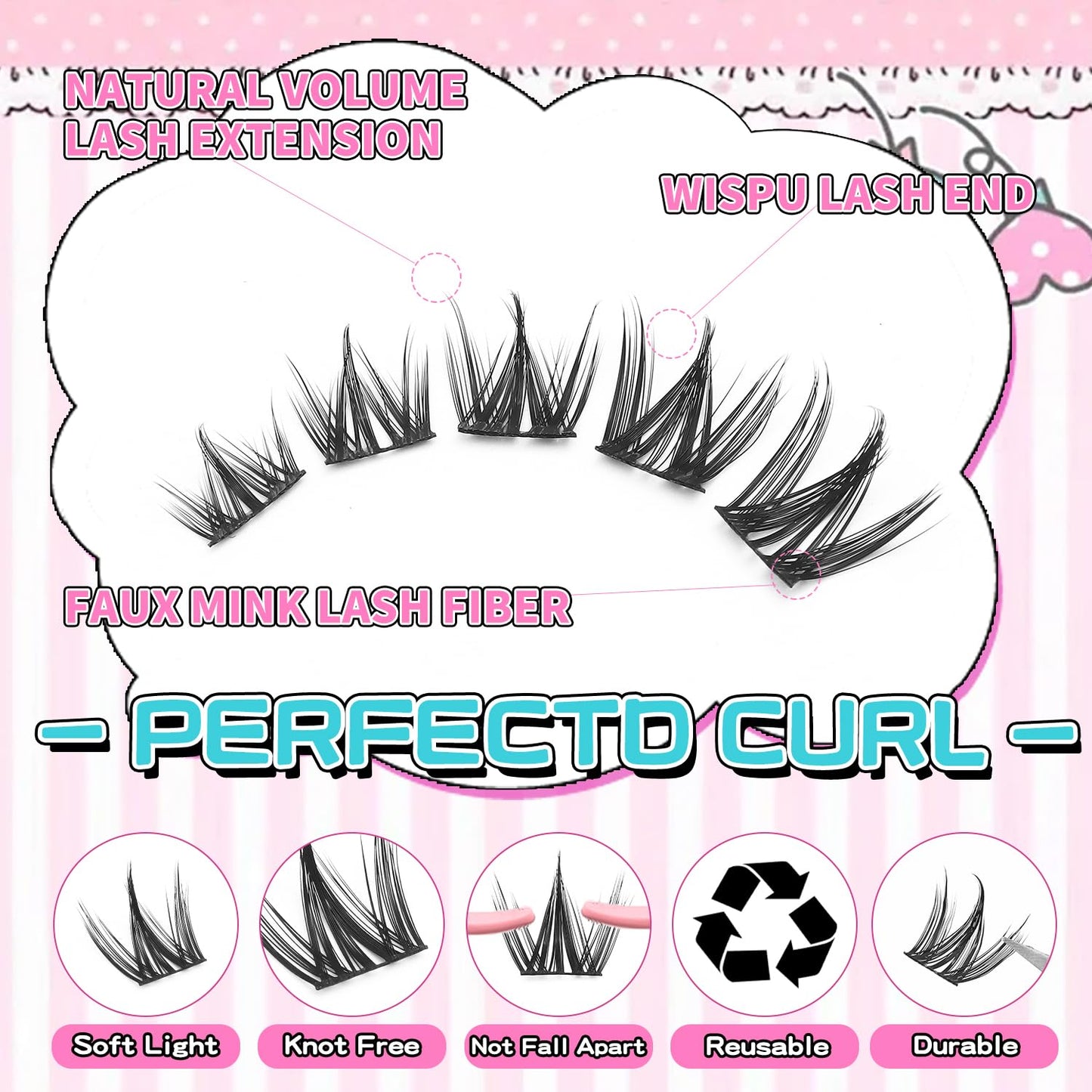 UIYPL Lash Clusters Kit-Cluster Eyelash Extensions. Eyelash Extension Kit. Volume Lash Clusters. Pro Lash. False Eyelashes & Adhesivesc. (cutey 150pcs)