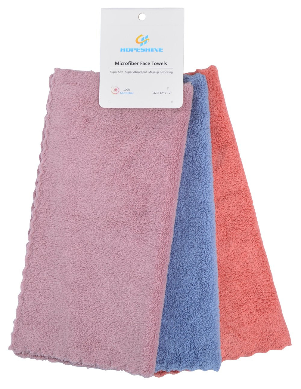 HOPESHINE Face Makeup Remover Cloths Wash Cloth for Face Towels Facial Cleaning Wipes Reusable Soft for Sensitive Skin Erase Mascara, Eyeliner, Foundation, Lipstick with Just Water 12 inch X 12 inch