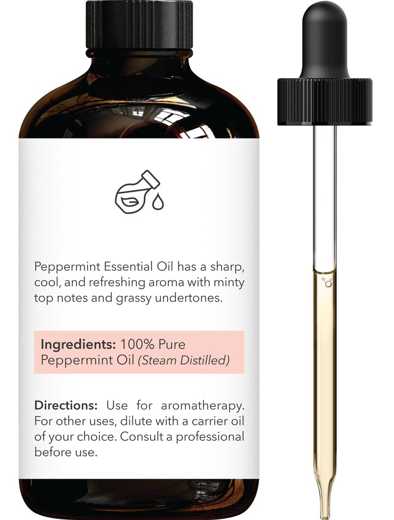 Brooklyn Botany Peppermint Essential Oil - Huge 4 Fl Oz - 100% Pure and Natural - Premium Grade with Dropper - for Aromatherapy and Diffuser