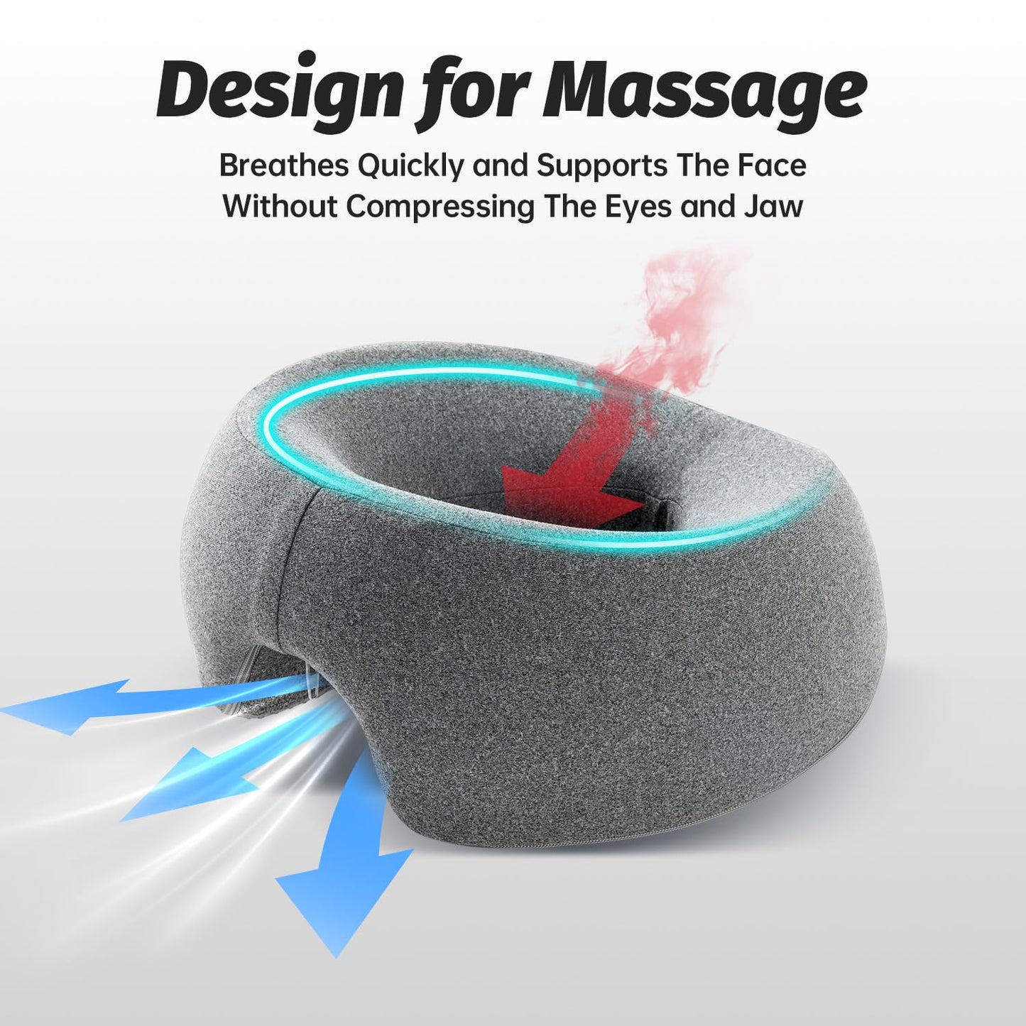 Xiaomubiao Face Down Pillow - Comfortable Massage Headrest for Stomach Sleeping | Grey Removable Cover