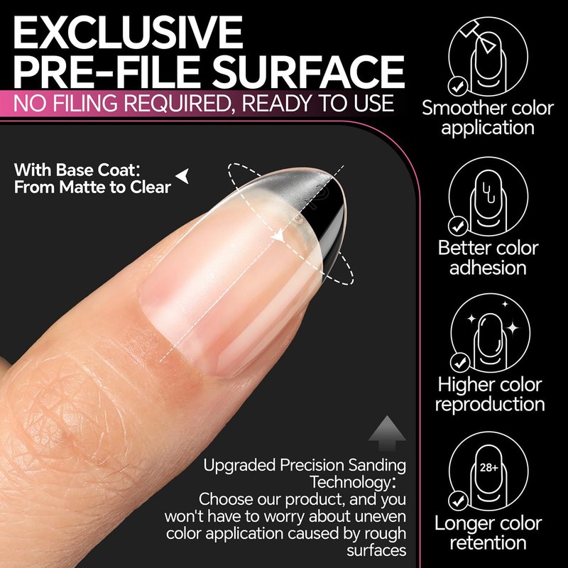 Short Oval Almond Nails - 504 Pcs Full Matte Acrylic Fake Nail Tips | 15 Sizes for DIY Nail Art