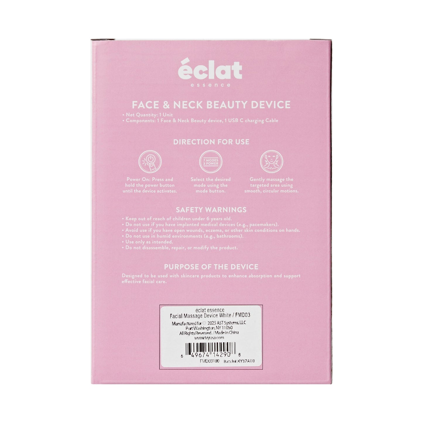 Éclat Facial Massager for Lymphatic Drainage, Face, Neck & Body Tool for Skin Care, Heated Electric Beauty Device for Wrinkles, Fine Lines, Puffy Skin, Lifting, Firming, Sculpting with 7 Light Therapy