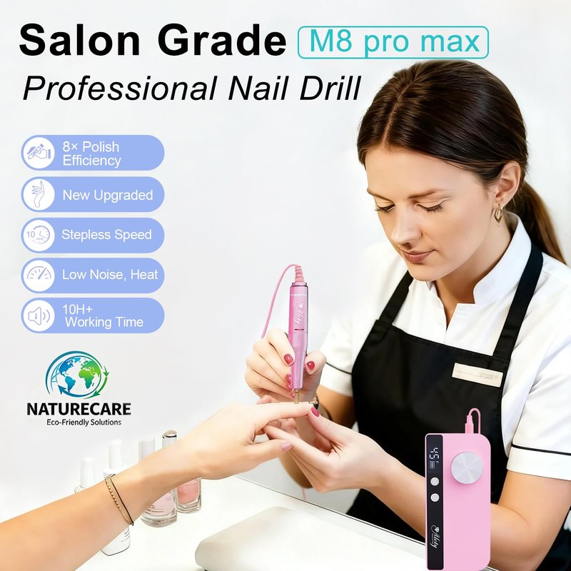 Alety Nail Drill Professional 45000RPM Electric Nail File Kit, Upgraded AC450F Nail Drill Machine for Acrylic Gel Nails, Rechargeable Salon-Grade E-File Set, Manicure Nail Tools with 11 Gold Bits