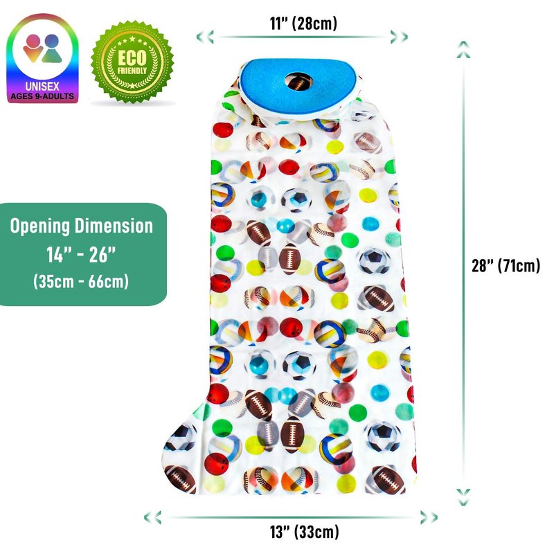 EZWashka Adults and Youth Cast Cover for Showering Foot –Waterproof Reusable Cast Protector for Adults and Youth with Sport Balls Design