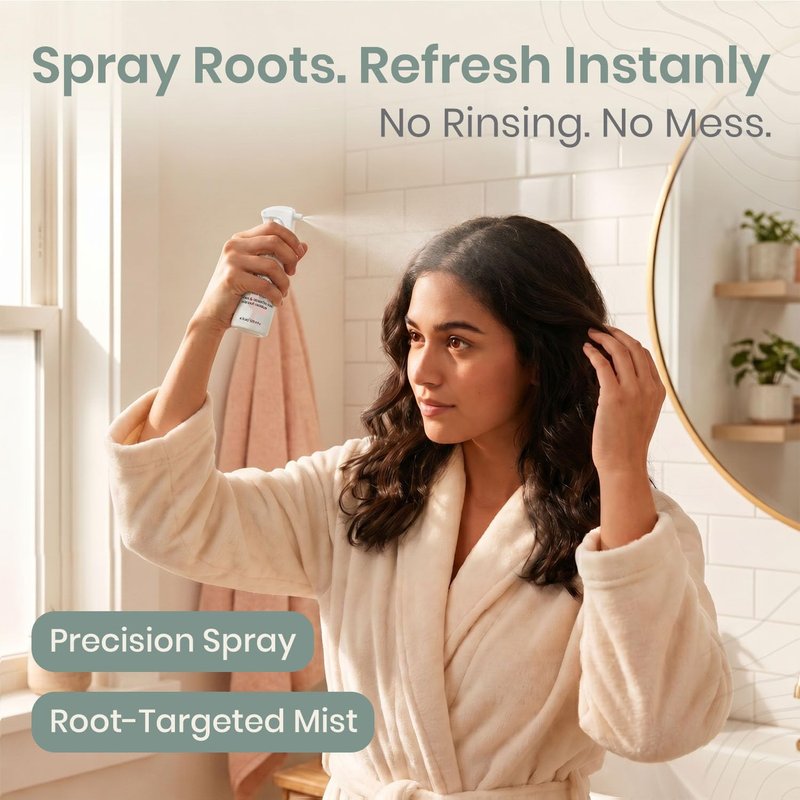 Ahimsa Non-Aerosol Dry Shampoo Mist - Jasmine Scent | 4oz, No White Residue, Vegan Formula for Post-Workout Refresh