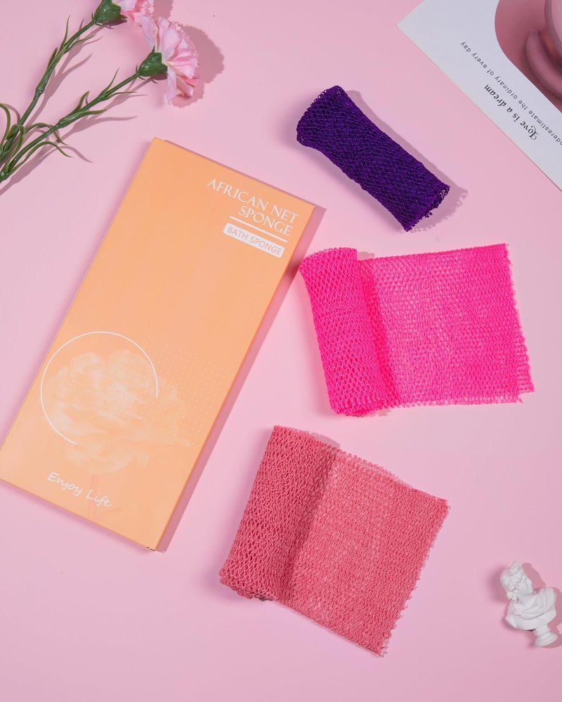 MTDLYICE African Net Sponge 3 Pack, Back Scrubber for Shower, XL 80CM Exfoliating Washcloth, African Net Sponge Authentic, Body Scrubber exfoliator Bath Accessories (Pink,Red,Purple)