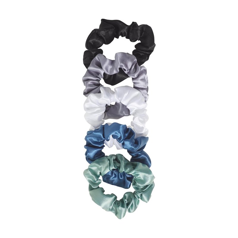 Goody Ouchless Satin Scrunchies - 5 Pack, Cool Tones, Gentle Damage-Free Hold for All Hair Types