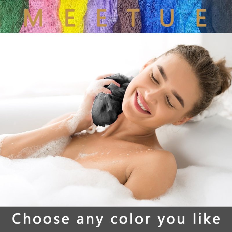 African Net Sponge Authentic with Knots - African Exfoliating Net Sponge with Handles for Body Scrubber Exfoliator - Real Africa Back Wash Bath Sponges for Shower Travel Portable & Dry Quickly, Black