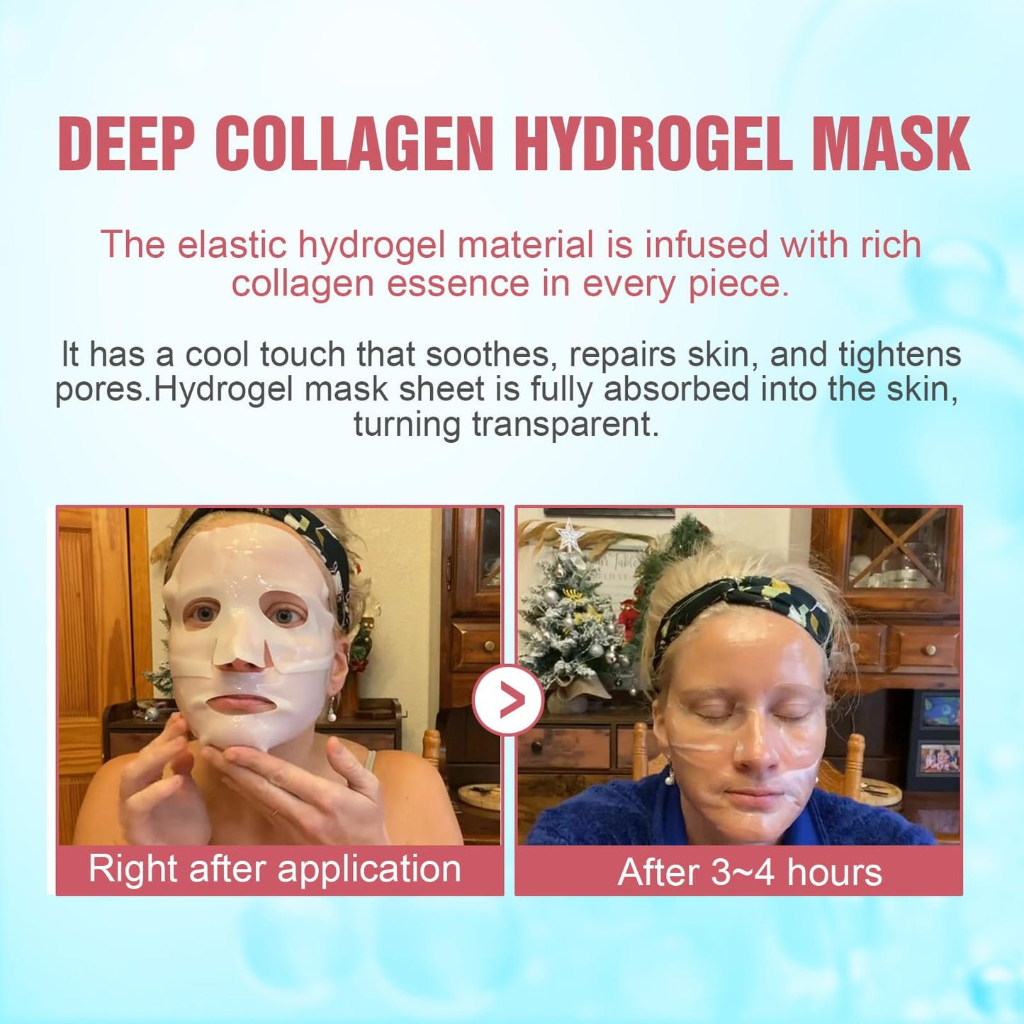 Kewhunt Deep Collagen Face Mask Overnight, Bio- Collagen Mask Real Deep Mask, Hydrating Hydrogel Masks with Low Molecular Collagen for Firming, Elasticity, Pore Minimizing 40g x 5ea Mothers Day Gifts