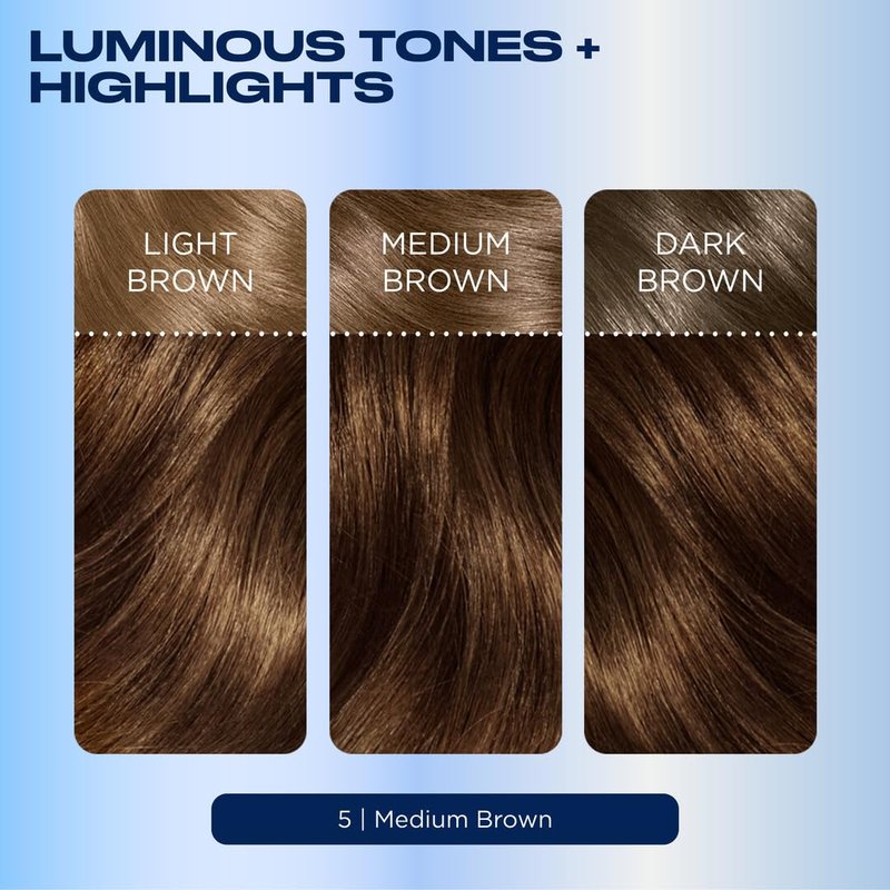 Clairol Nice'n Easy Permanent Hair Dye, 5 Medium Brown | 100% Gray Coverage | Long‑Lasting, Natural‑Looking Color & Shine | Pack of 1