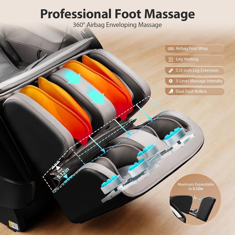 4D Massage Chair - Full Body Zero Gravity Recliner with 10 Modes, 32 Airbags & AI Voice | 53.2" SL-Track Design