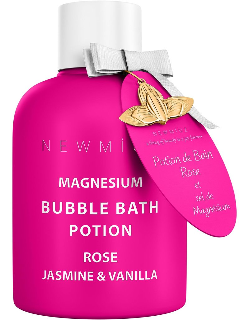 Magnesium Bubble Bath Rose Jasmine Vanilla Long Lasting Foam for Sore Muscles Epsom Salt Moisturizing Relaxing Stress Relief Spa Gift for Women