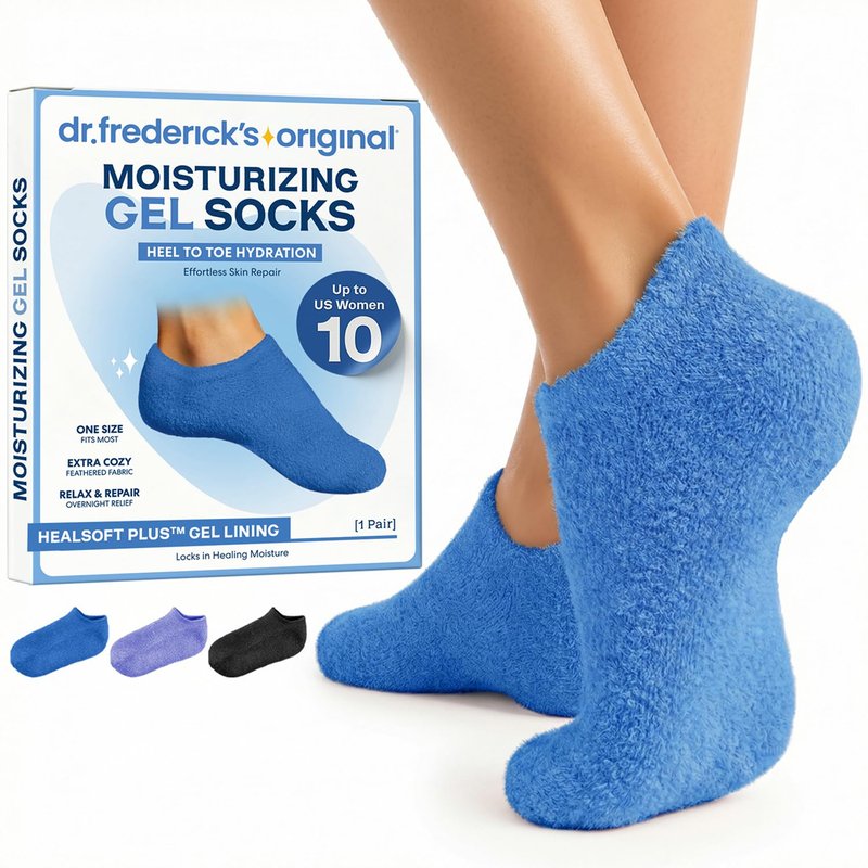Dr. Frederick’s Original Moisturizing Gel Socks for Men & Women – Dry Feet & Cracked Heel Treatment – Full Foot Gel Lining with Mango Butter, Shea Butter, Jojoba & Coconut Oil (Blue Haven)
