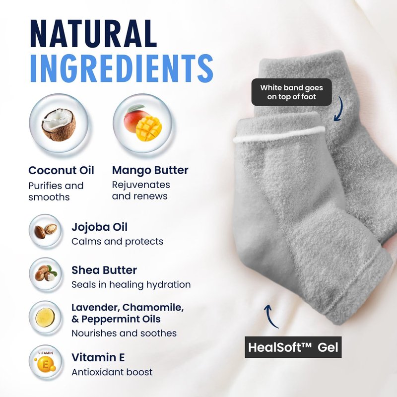 Dr. Frederick’s Original Moisturizing Fuzzy Heel Socks - Cozy Gel-Lined Socks for Dry Cracked Heels - 2 Pairs - Overnight Foot Care with Olive Oil, Vitamin E - Gifts for Women & Men - Mellow Moon